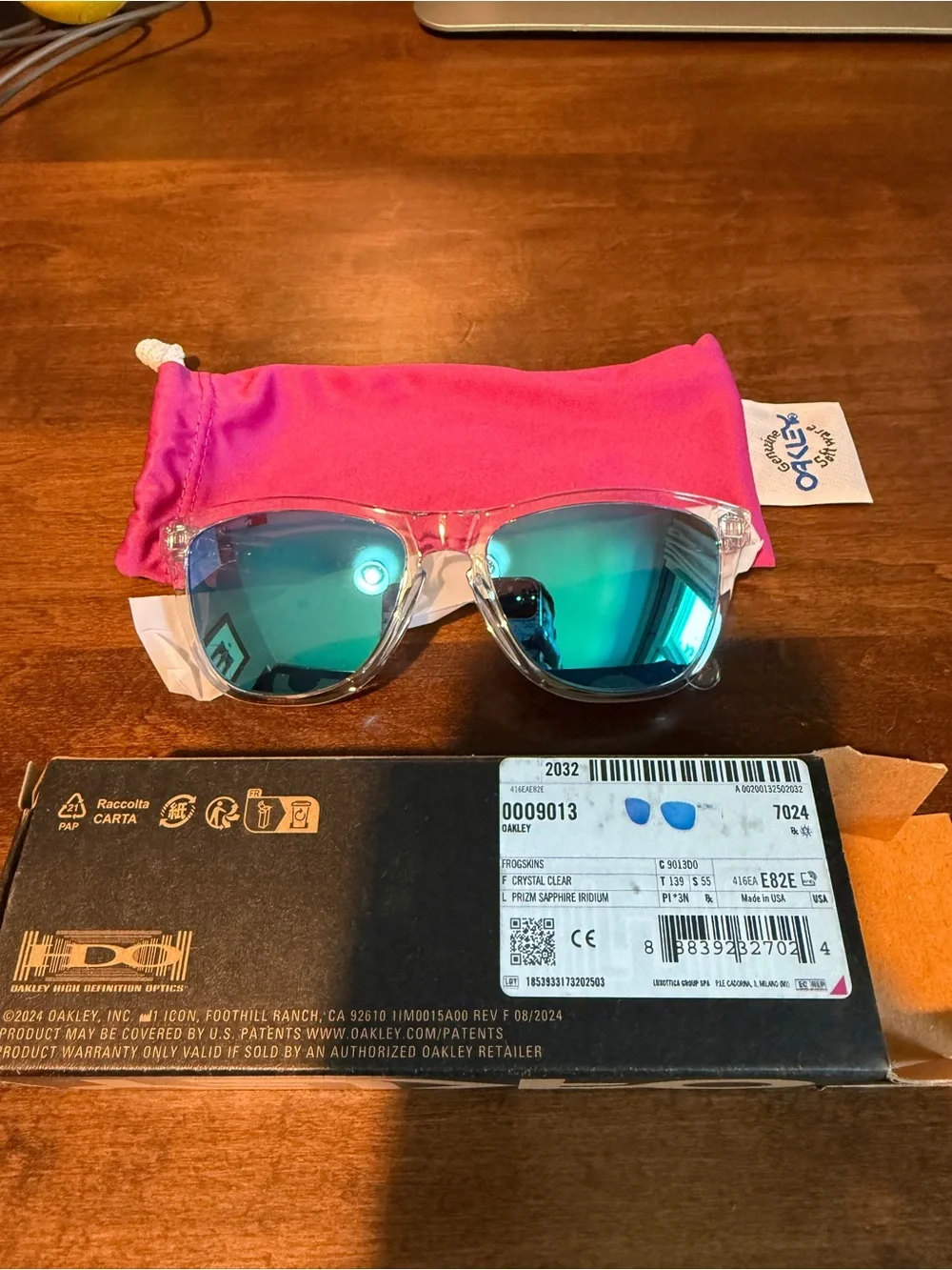 Oakley Crystal Clear Frames with Blue-Green Iridium Lenses - unisex brand new